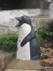 can you believe this, a pinguin, in this climate... ;-), luckily well anchored, otherwise it would have fled a long time ago
