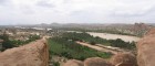 A pano picture from the top, overviewing "downtown"  Hampi and its surroundings. So worth it!