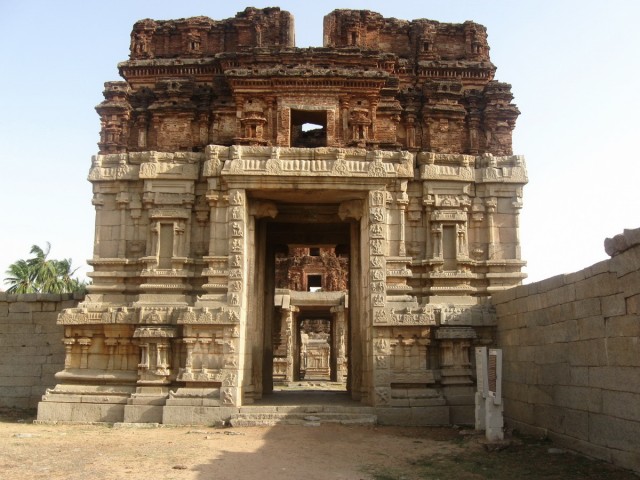 One of the entrance gates of the ancient temple, just south of Hampi...previously viewed from above