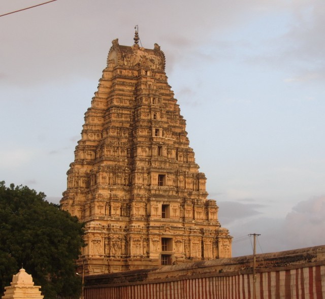 The south view from the largest Hampi tower temple, great sunset.
